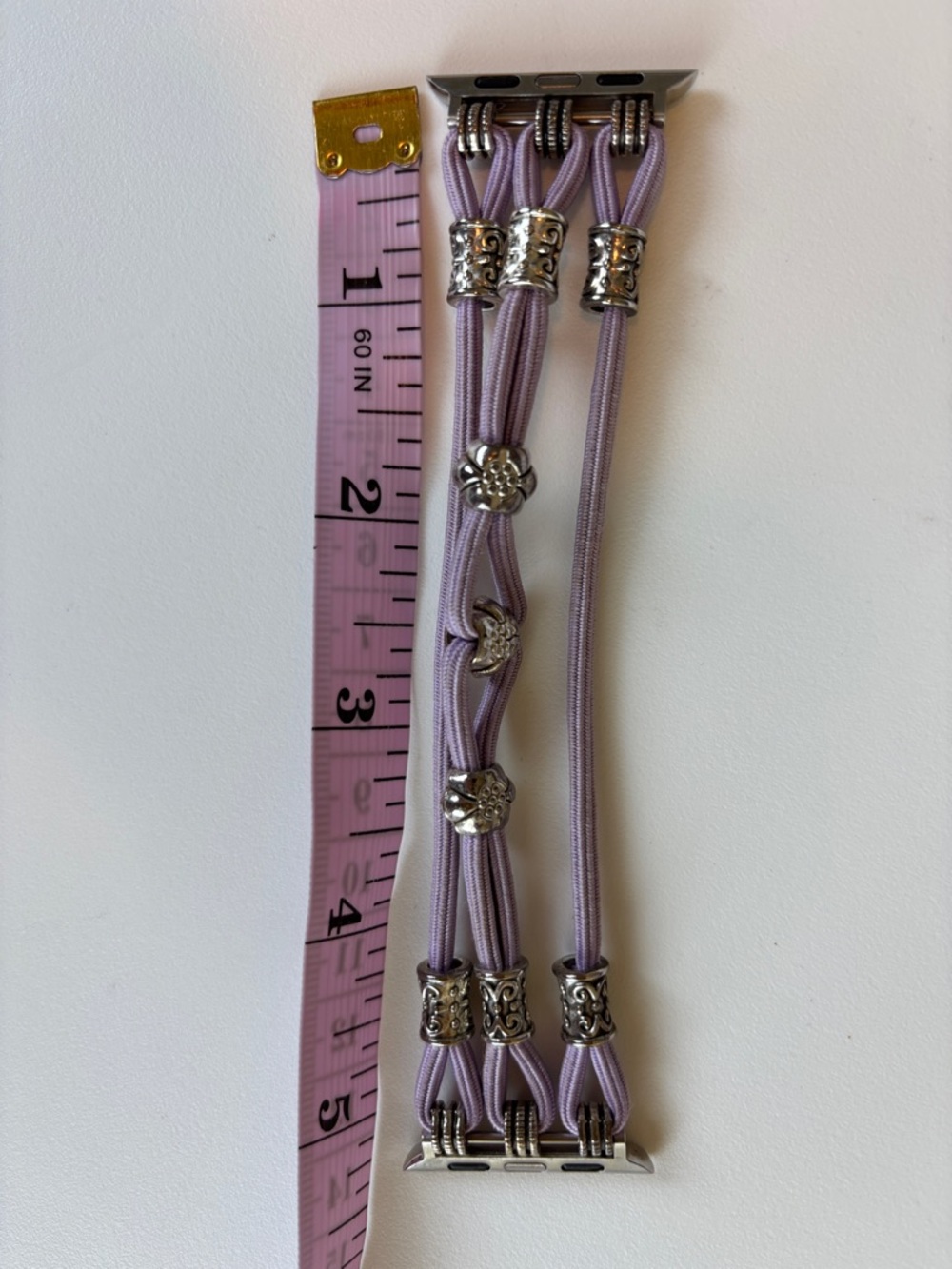 Tilon Lavender Multi-Strand Apple Watch Connector with Silver-Tone Beads - Picture 4 of 4